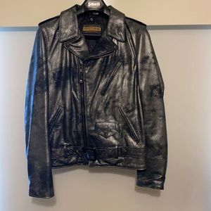 Schott P633 Gun Metal cowhide leather biker jacket